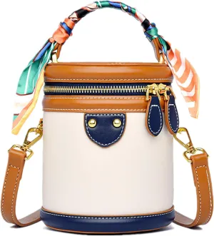 2025 New Summer Cylinder Bag, Colorblock Bucket Bag for Women, Casual Fashion Versatile Crossbody Bag