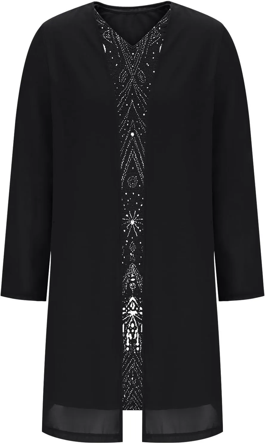 2025 Womens Chiffon Two-Piece Set Trendy Sleeveless V-Neck Dress with Long Sleeve Cover-Up Casual Midi Dress Outfits