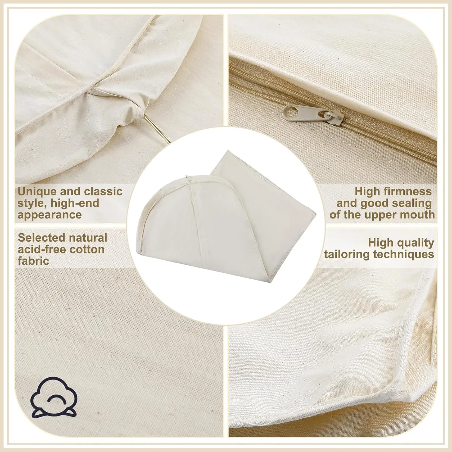 42 Inch Acid Free Cotton Muslin Suit Garment Bag Long Dress Suit Storage Box Closet Organizer for Suits, Coats, Travel Bag