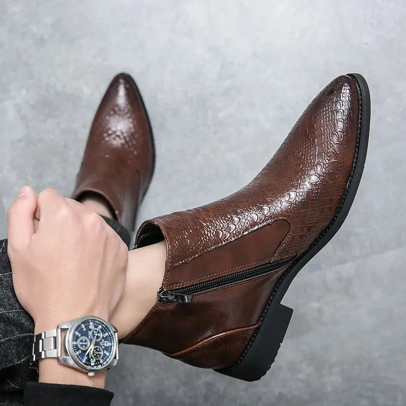 Aidase Men Chelsea Boots Patent Leather Autumn Fashion Brogue Shoe Comfortable Brand Black/Brown Safety Gladiator Ankle Flats Cool Gift