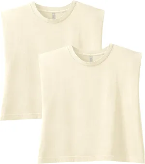 American Apparel Women's Heavyweight Cotton, Boxy, Cropped, and Garment Dyed Muscle T-Shirt, Style G307GD, 2-Pack