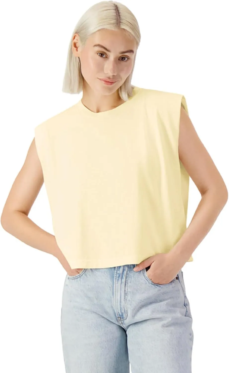 American Apparel Women's Heavyweight Cotton, Boxy, Cropped, and Garment Dyed Muscle T-Shirt, Style G307GD, 2-Pack