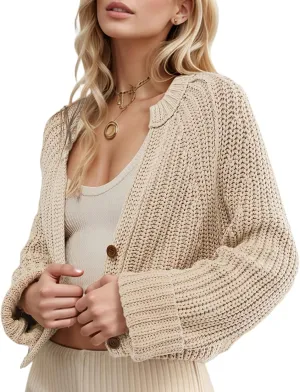 Arssm Womens Chunky Cardigan Knit Open Front Button Down Sweaters Oversized Slouchy Long Sleeve Fall 2024 Trendy Outwear