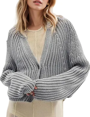 Arssm Womens Chunky Cardigan Knit Open Front Button Down Sweaters Oversized Slouchy Long Sleeve Fall 2024 Trendy Outwear