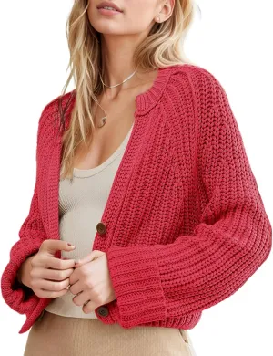 Arssm Womens Chunky Cardigan Knit Open Front Button Down Sweaters Oversized Slouchy Long Sleeve Fall 2024 Trendy Outwear