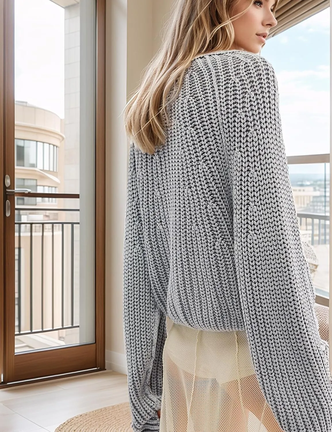 Arssm Womens Chunky Cardigan Knit Open Front Button Down Sweaters Oversized Slouchy Long Sleeve Fall 2024 Trendy Outwear