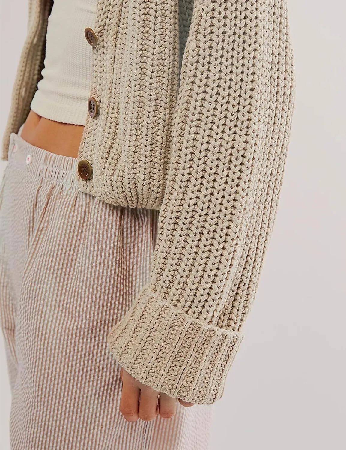 Arssm Womens Chunky Cardigan Knit Open Front Button Down Sweaters Oversized Slouchy Long Sleeve Fall 2024 Trendy Outwear