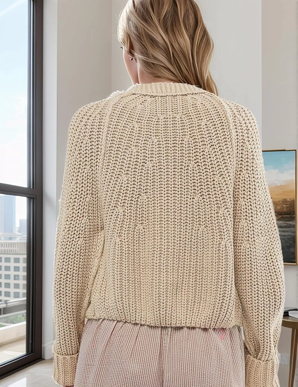 Arssm Womens Chunky Cardigan Knit Open Front Button Down Sweaters Oversized Slouchy Long Sleeve Fall 2024 Trendy Outwear