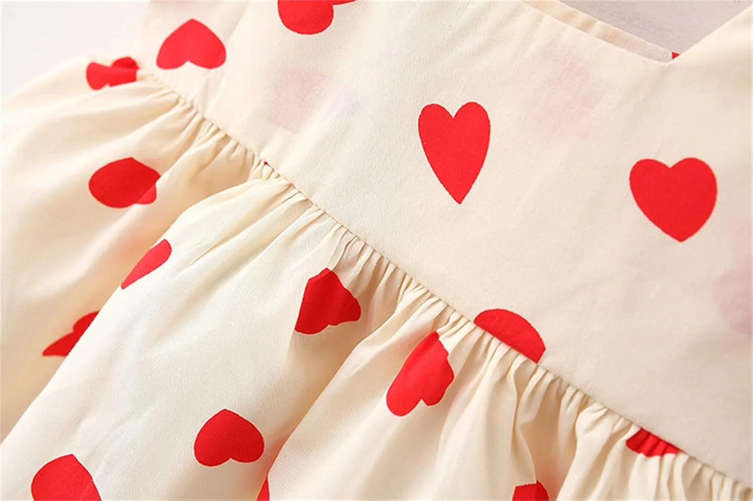 Baby Girls Short Sleeve Dress Summer Dresses Heart Print Bow Ruffle Princess Mini Dresses Kids Casual Party Beach Dress