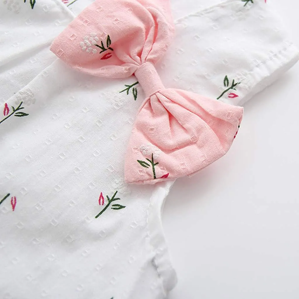Baby Girls Sleeveless Dress Bow Causal Sundress Ruffle Swing Mini Dresses Toddler Princess Dress Summer Girl Clothes