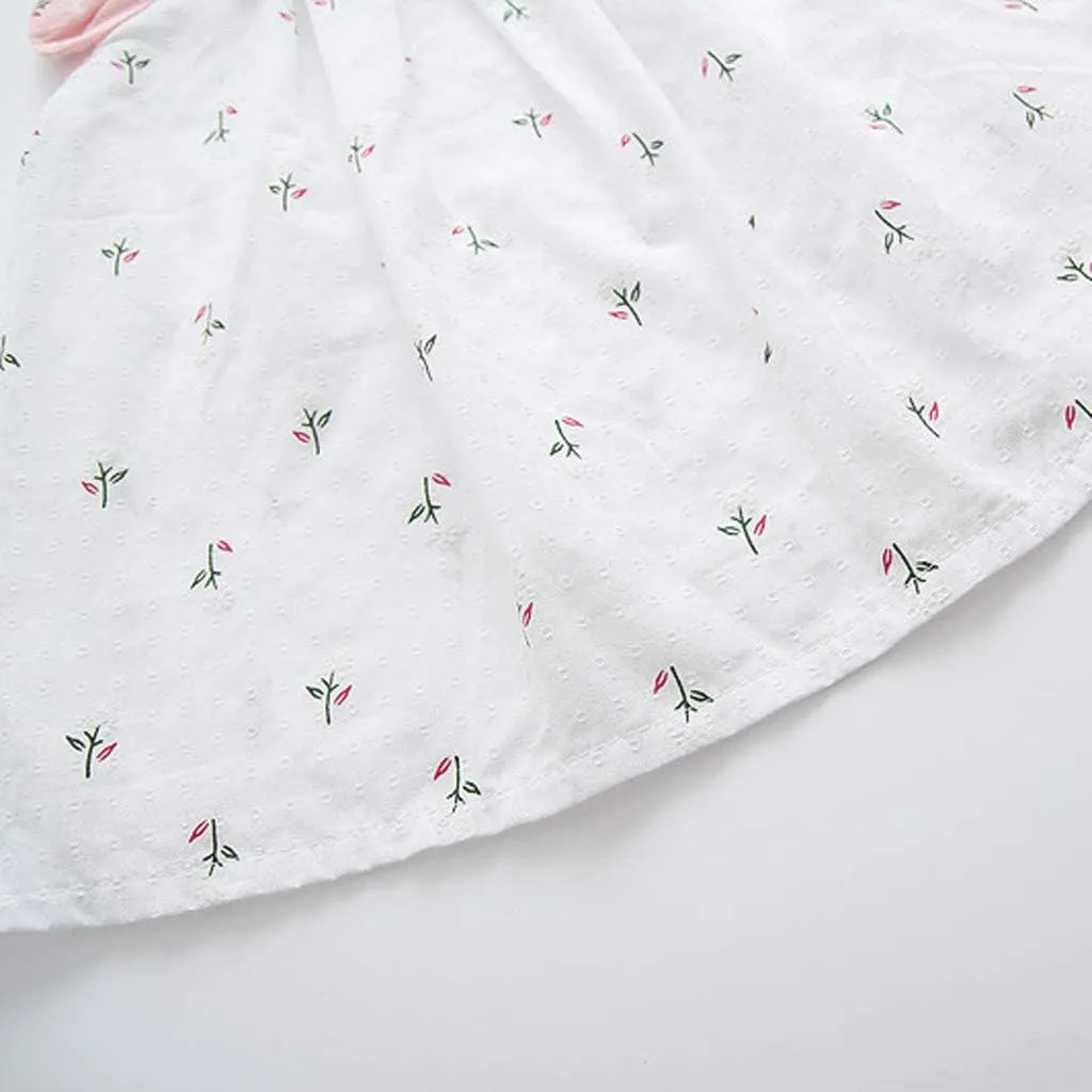 Baby Girls Sleeveless Dress Bow Causal Sundress Ruffle Swing Mini Dresses Toddler Princess Dress Summer Girl Clothes