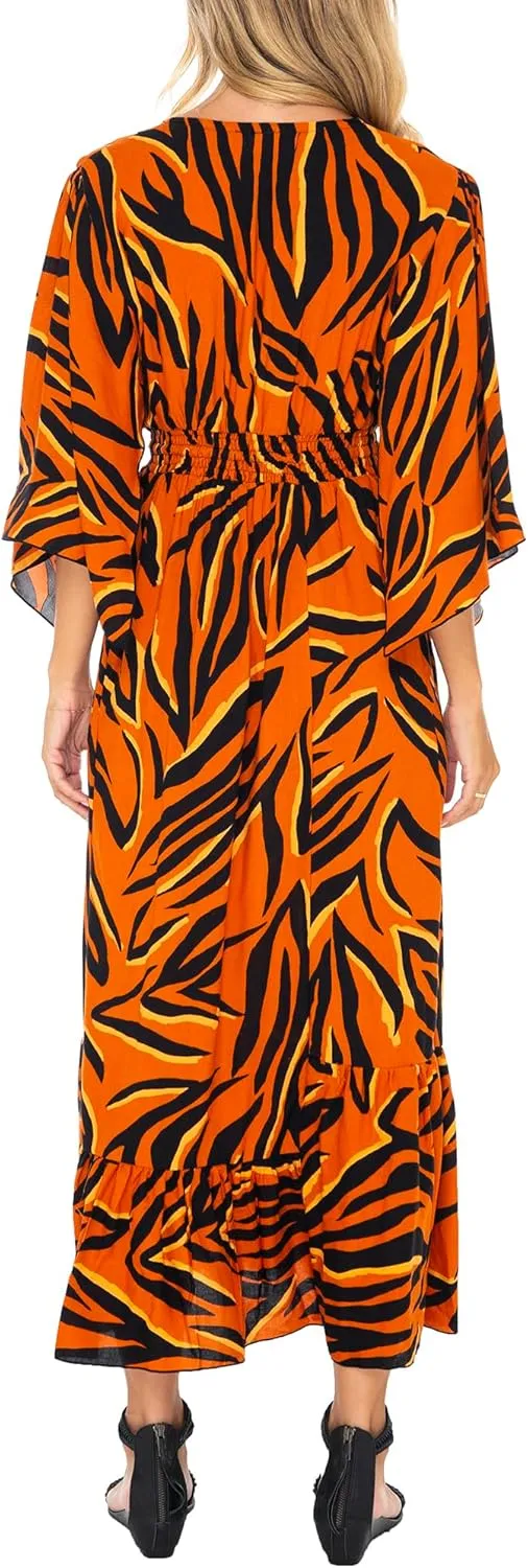 Back From Bali Womens Casual Boho Dress Long Maxi Flowy Dresses with Deep V Neck Summer Sundress