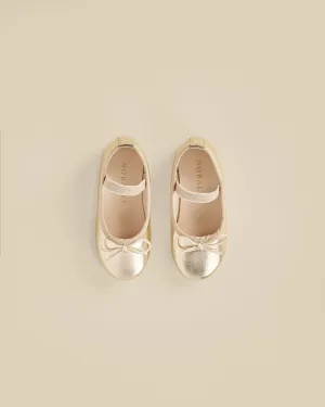 Ballet Flats, Metallic Ecru