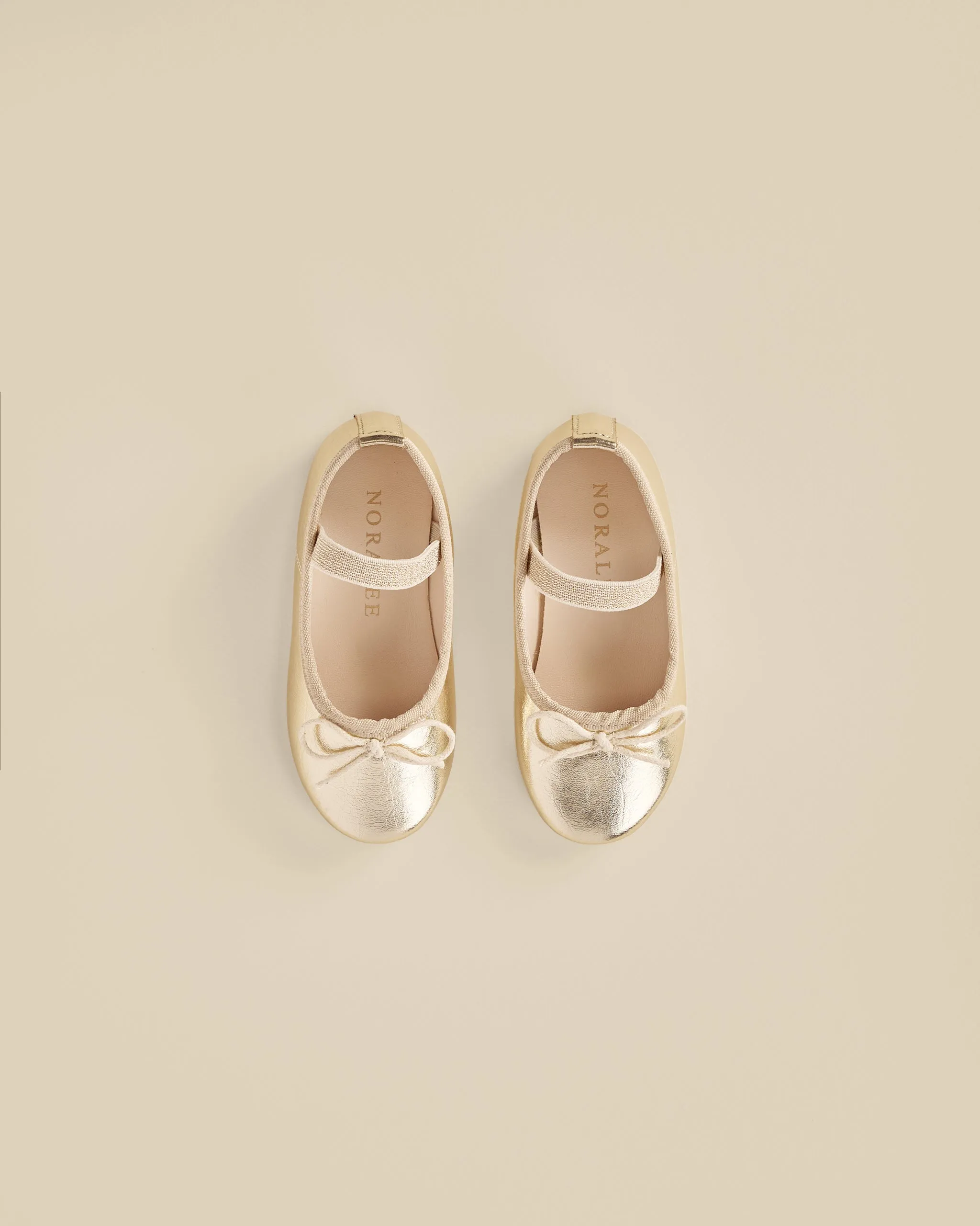 Ballet Flats, Metallic Ecru