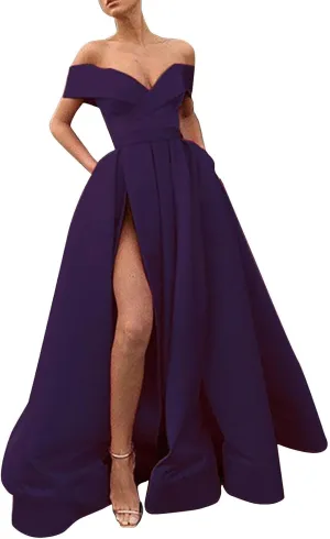 Black Formal Dresses for Women Gowns Evening Party Cocktail Dress Split Elegant V Neck Wrap Ruffle Wedding Guest Dress