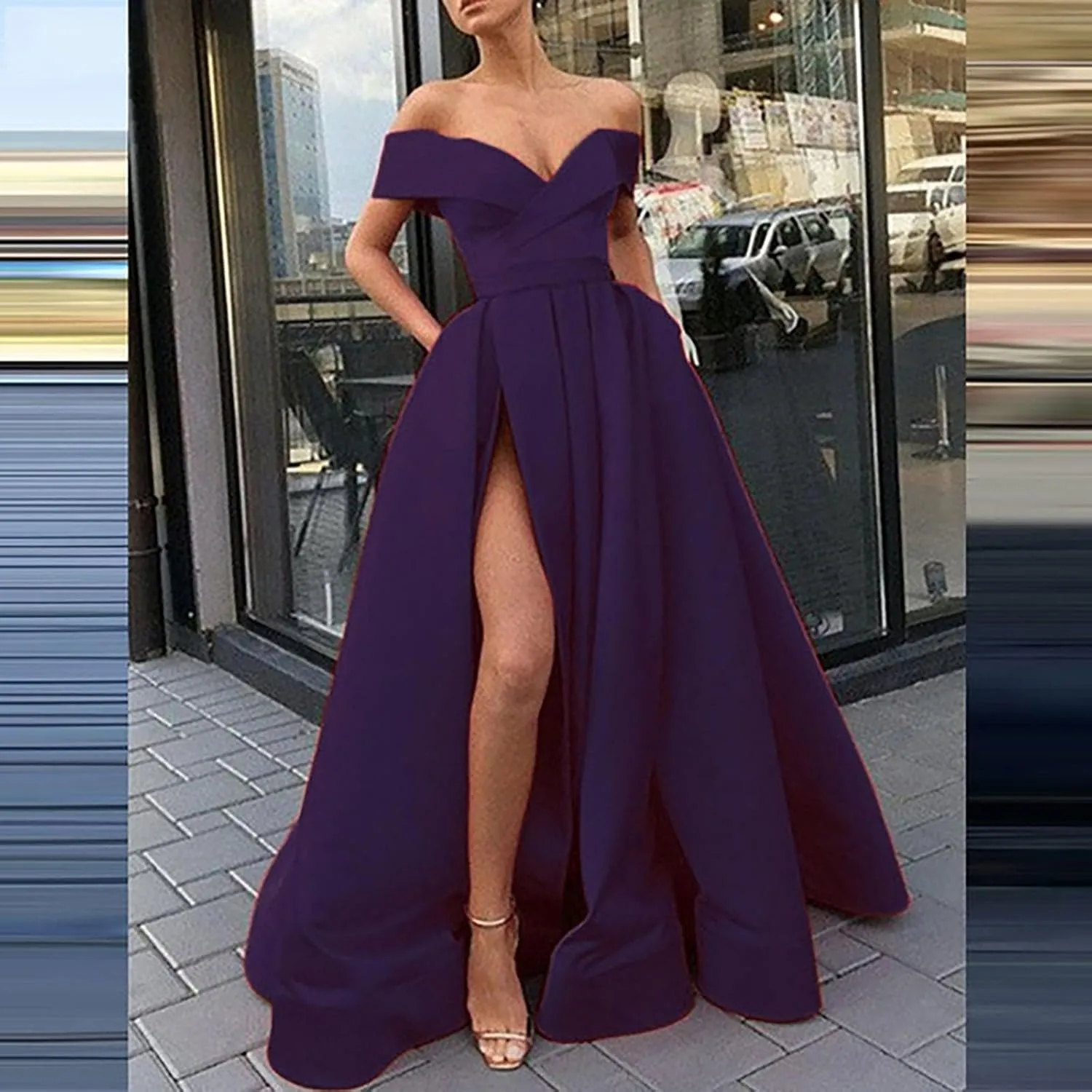 Black Formal Dresses for Women Gowns Evening Party Cocktail Dress Split Elegant V Neck Wrap Ruffle Wedding Guest Dress