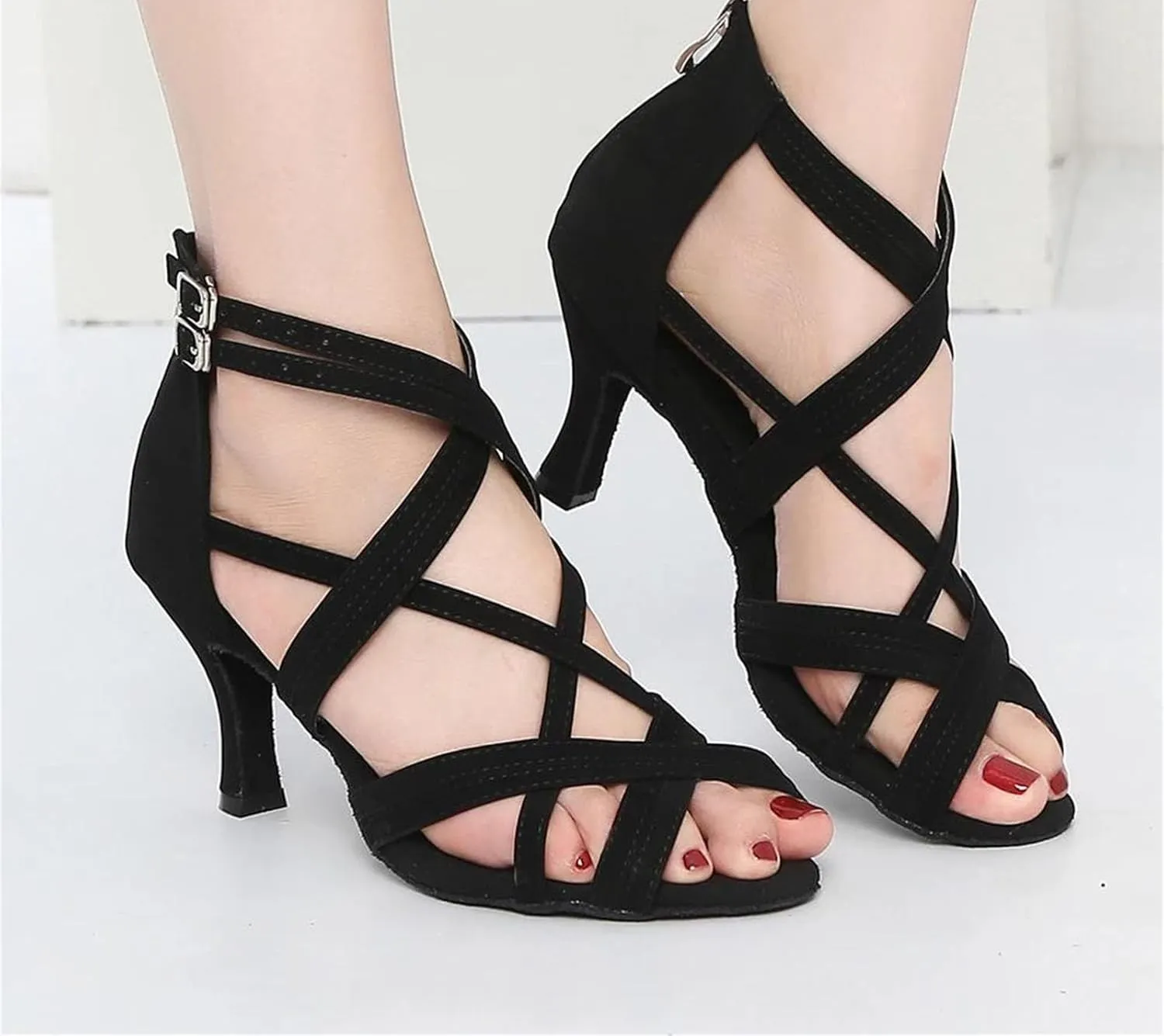 Black Professional Sneakers - Ballroom Tango/Salsa Training Shoes (8.5CM/3.35")