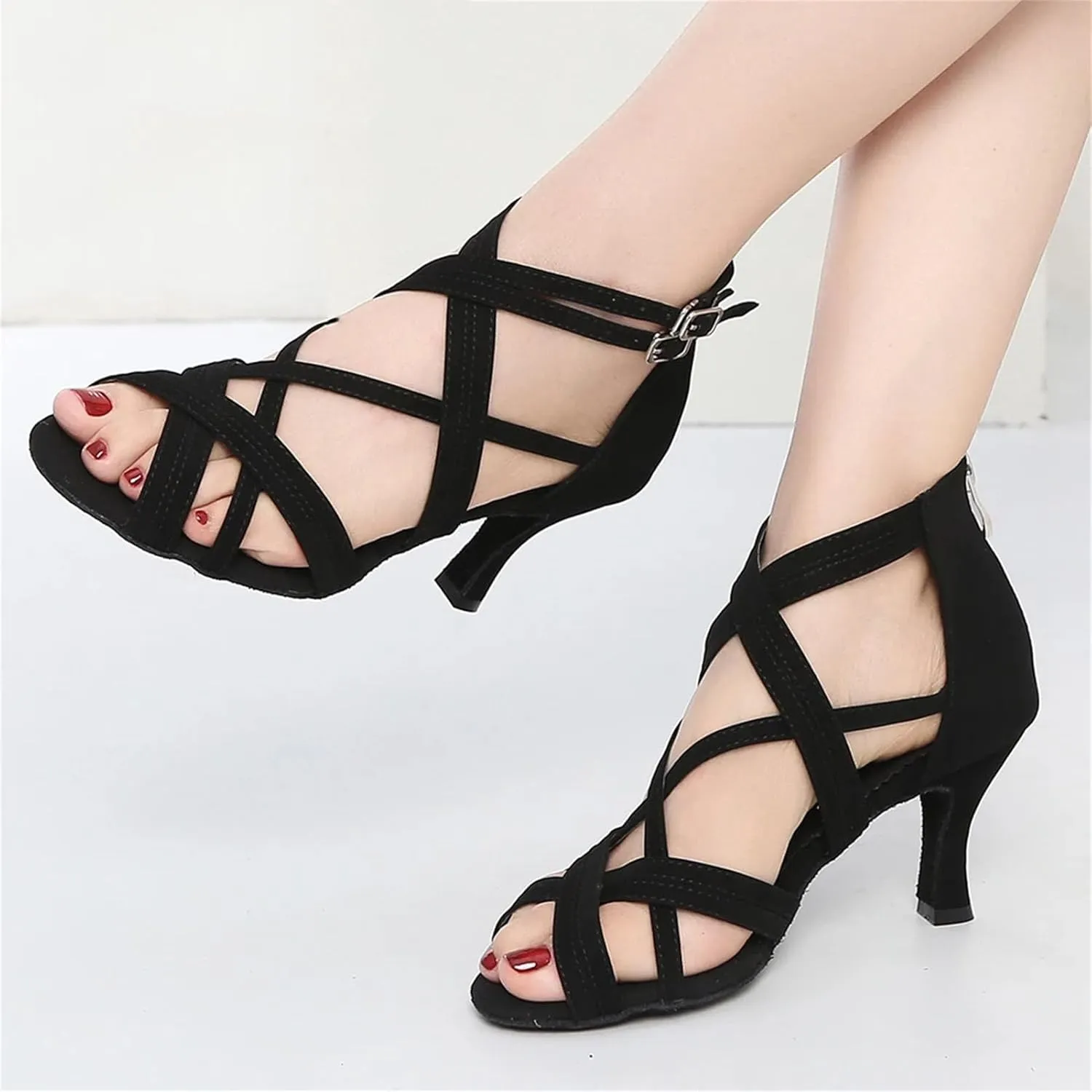 Black Professional Sneakers - Ballroom Tango/Salsa Training Shoes (8.5CM/3.35")