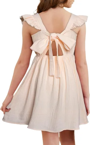 blibean Tween Girls 2025 Summer Cotton Dresses Kids Tie Back Sundress Size 6-15 Years