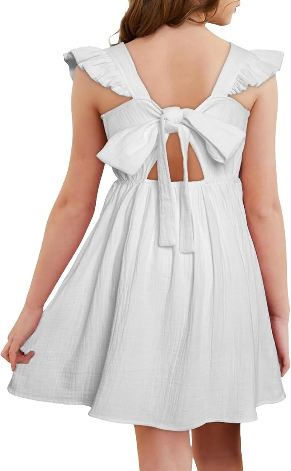 blibean Tween Girls 2025 Summer Cotton Dresses Kids Tie Back Sundress Size 6-15 Years
