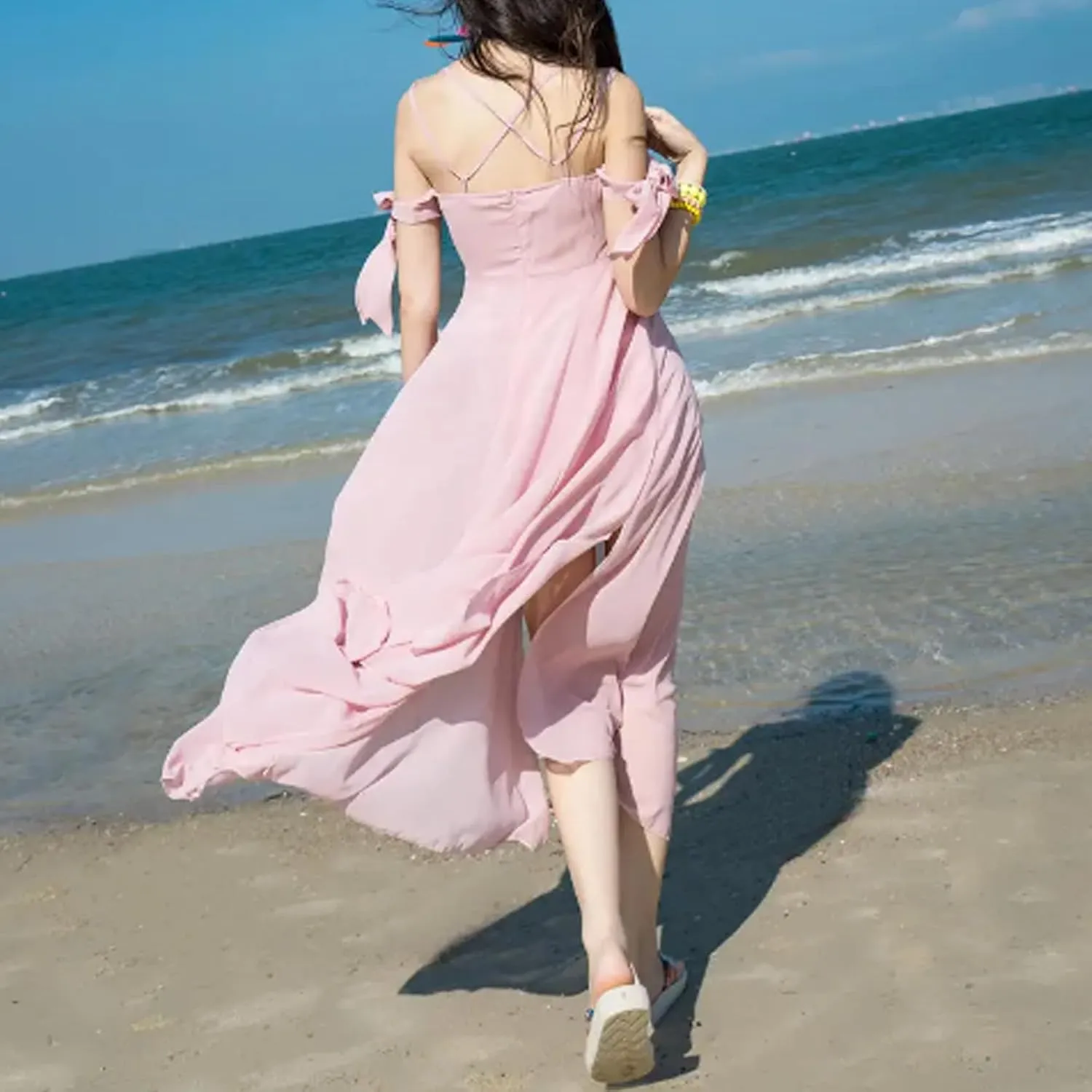 Boho Floral Flutter Short Sleeve V Neck Elegant Casual High Waist Long Dress Perfect Summer for Ladies Party Beach Sundress