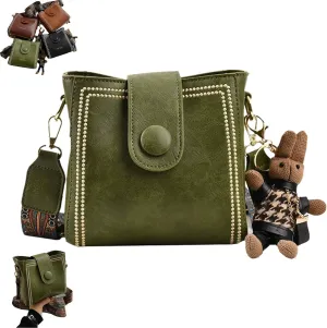 Bootara Bucket Bag, Vintage Fashionable Shoulder Crossbody Bag with Adjustable, Versatile Bucket Bag with Pendant