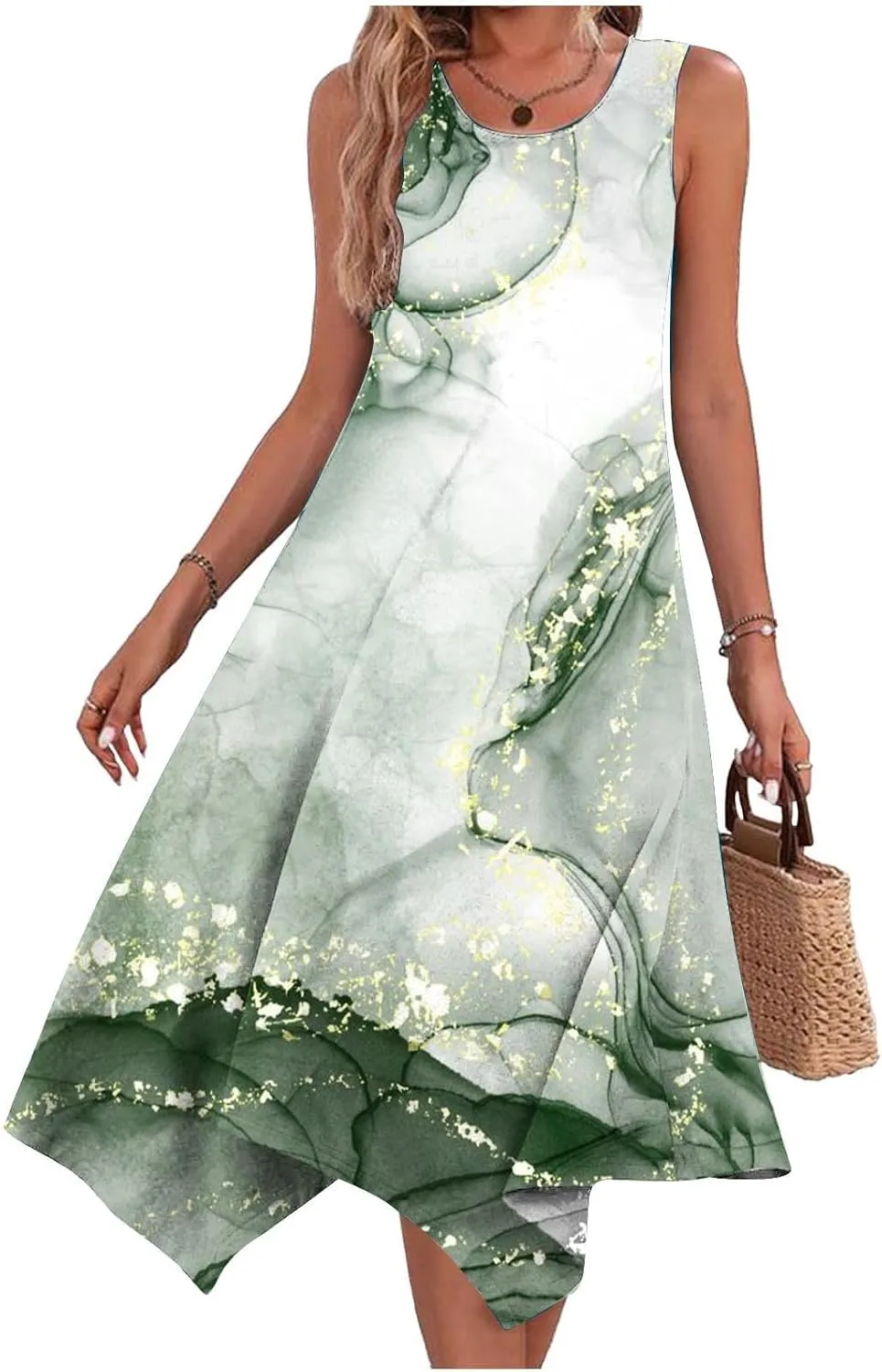 Ceboyel Women Boho Floral Summer Dresses Casual Tank Dress Sleeveless Sundreses Trendy Beach Vacation Clothing 2024