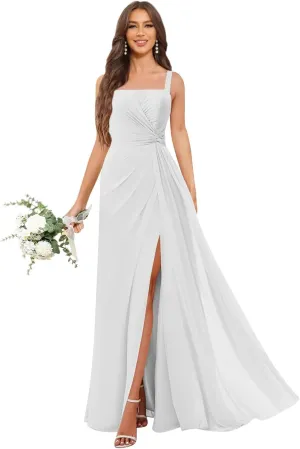 Chiffon Bridesmaid Dresses for Women 2025 Long A Line Wedding Guest Gown with Slit