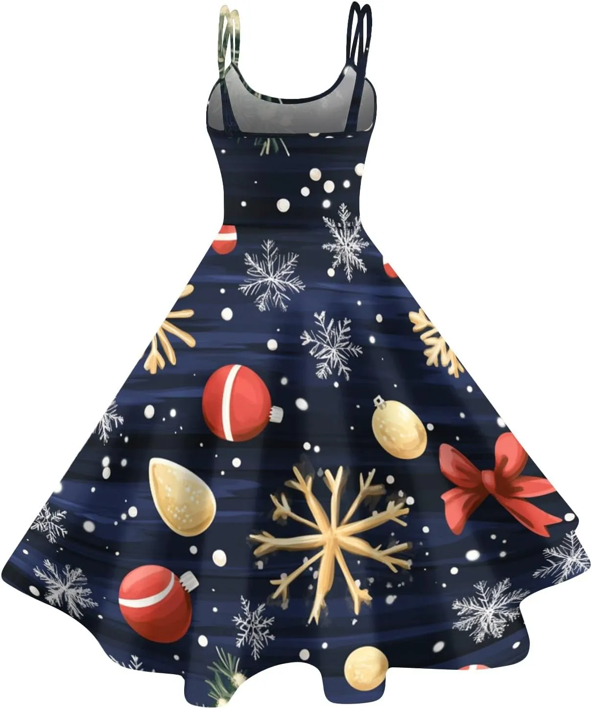 Christmas Dresses for Women 1950s Retro Vintage Spaghetti Strap Cocktail Rockabilly Floral Evening Swing Dress