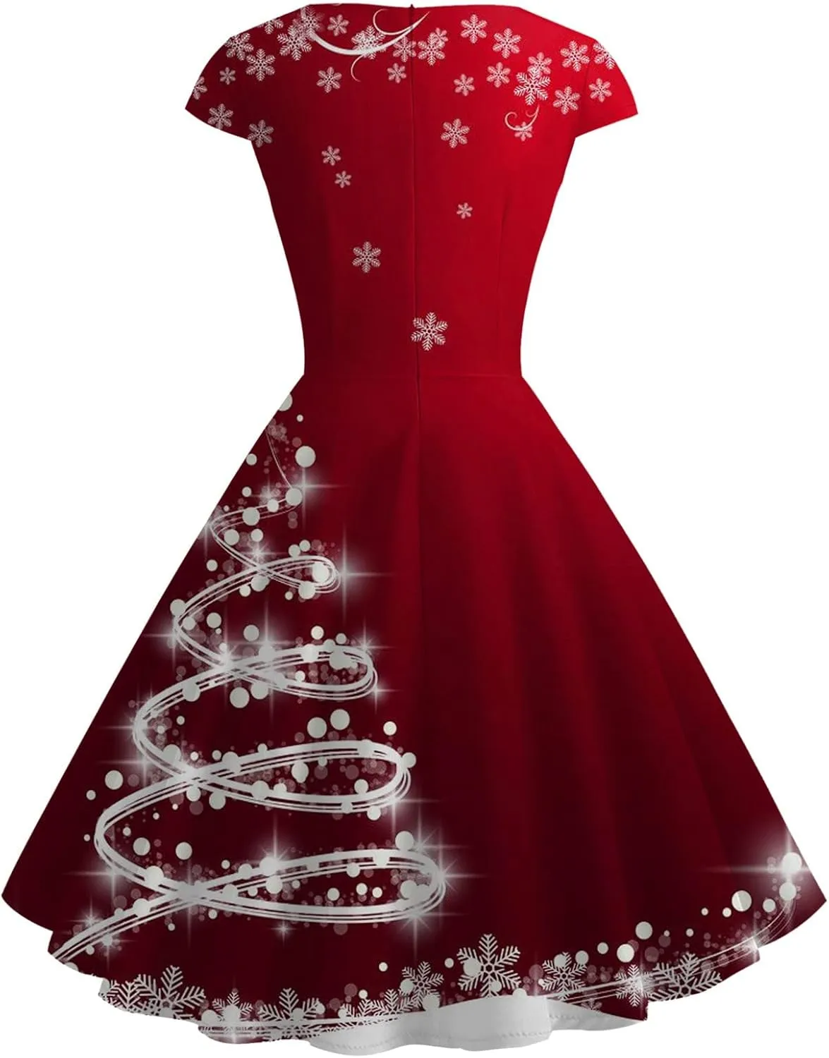 Christmas Dresses for Women Vintage Short Sleeve Christmas 1950s Housewife Evening Party Prom Dresses