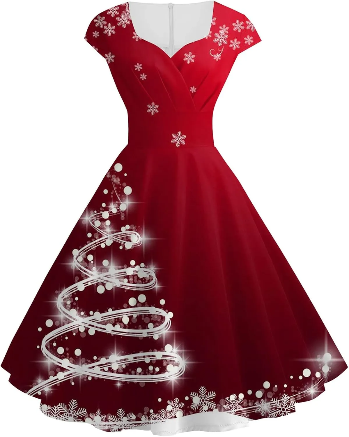 Christmas Dresses for Women Vintage Short Sleeve Christmas 1950s Housewife Evening Party Prom Dresses