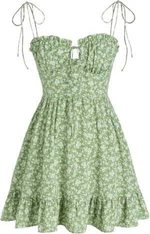 CIDER Womens Summer Dresses Floral Spaghetti Strap Cute Vacation Sundress Dress Boho Casual Outfits