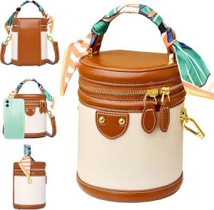 Colorblock Bucket Bag For Women, 2025 New Summer Design Cylinder Bag, Fashionable and Versatile, for Ladies