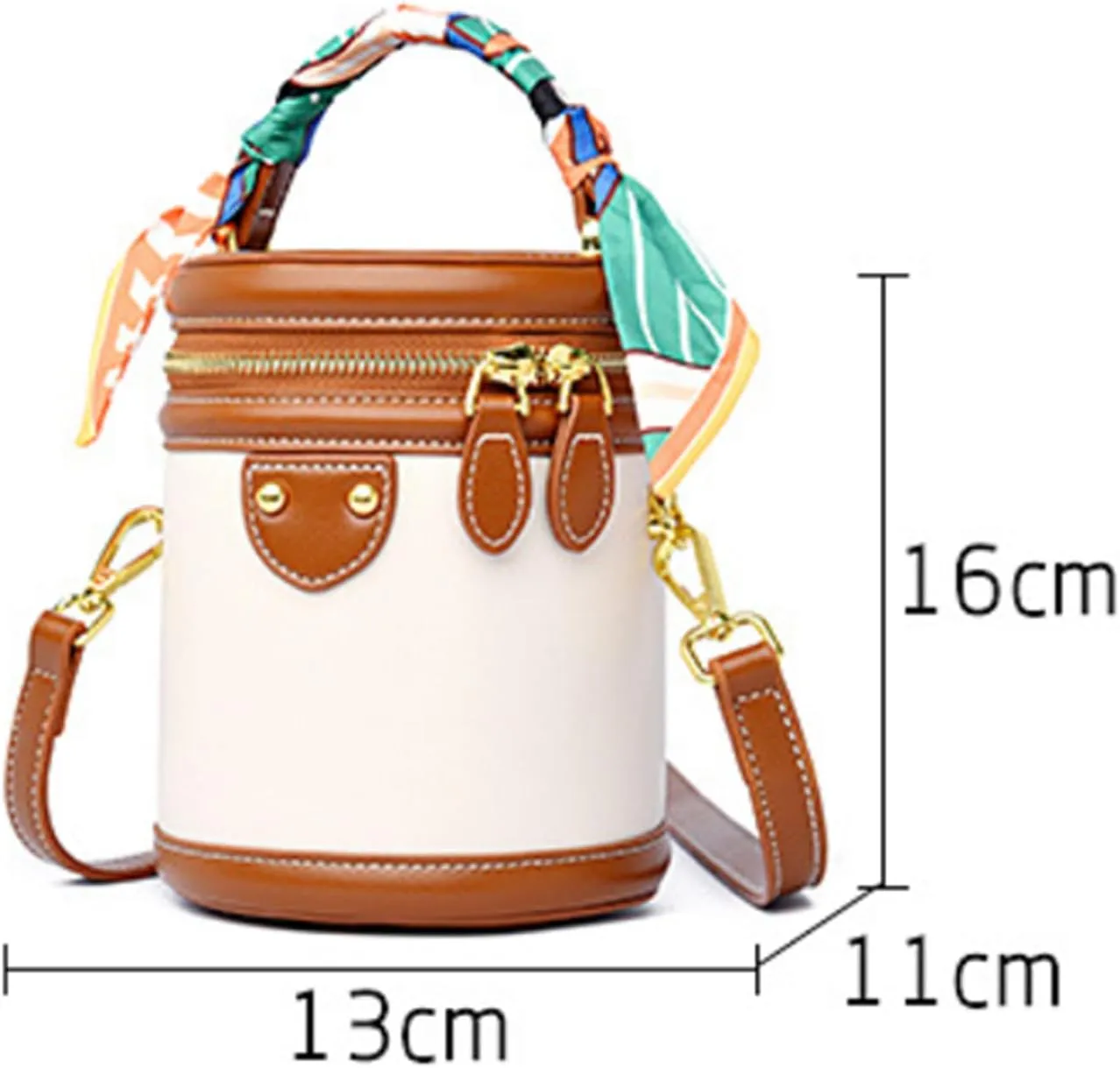 Colorblock Bucket Bag For Women, Summer Niche Design Cylinder Bag, Leather Bucket Handbag, Versatile Crossbody HandBag