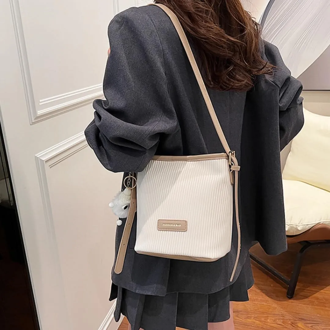 Crossbody Bag for Women,Color-Blocked Bucket Bag - Versatile, Casual, Adjustable Strap, Work Beach Travel