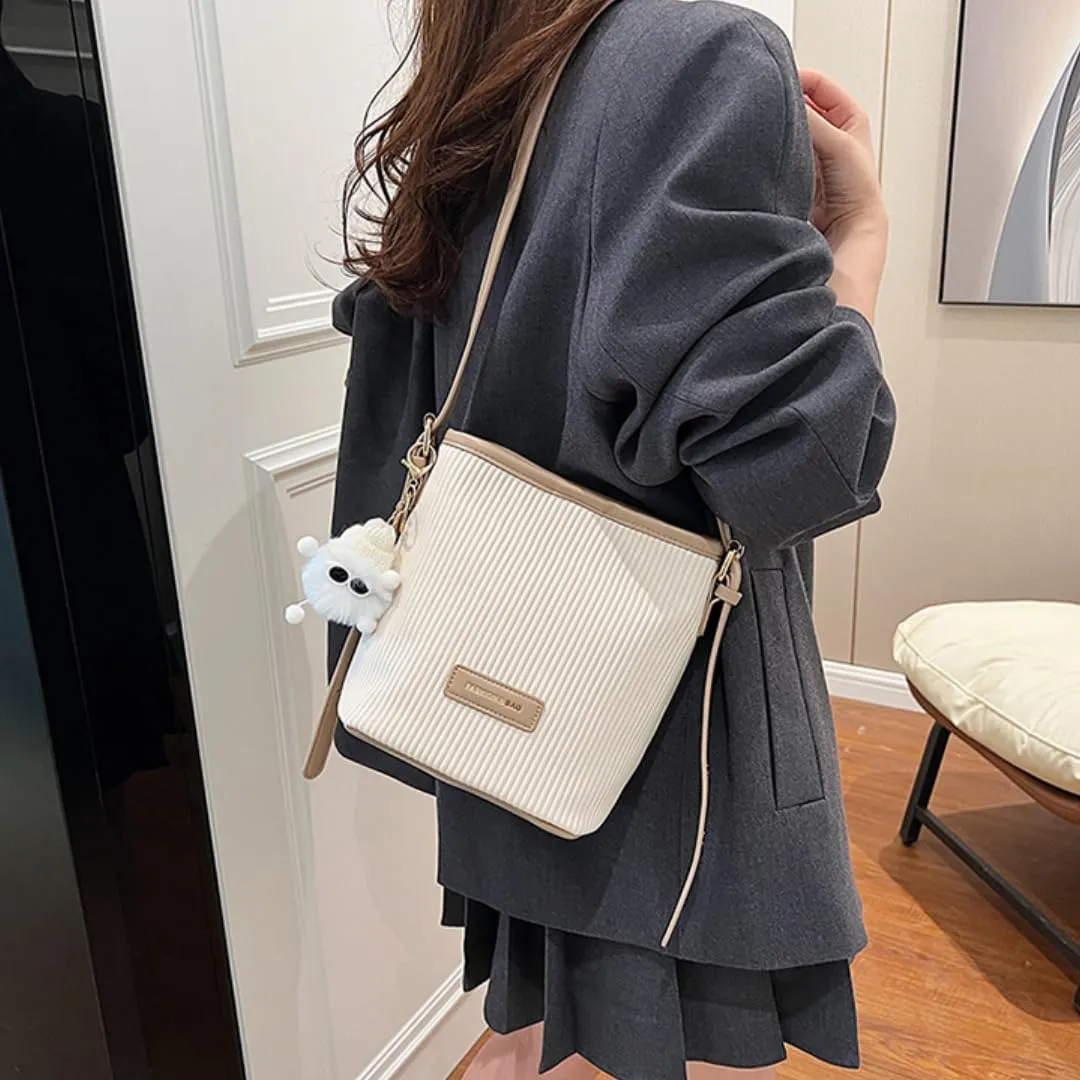Crossbody Bag for Women,Color-Blocked Bucket Bag - Versatile, Casual, Adjustable Strap, Work Beach Travel