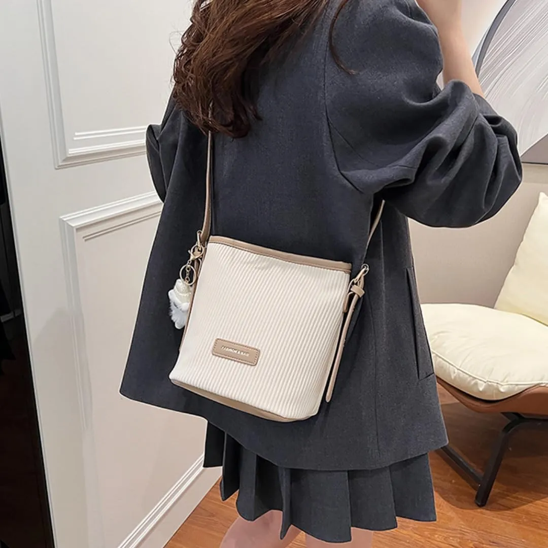 Crossbody Bag for Women,Color-Blocked Bucket Bag - Versatile, Casual, Adjustable Strap, Work Beach Travel