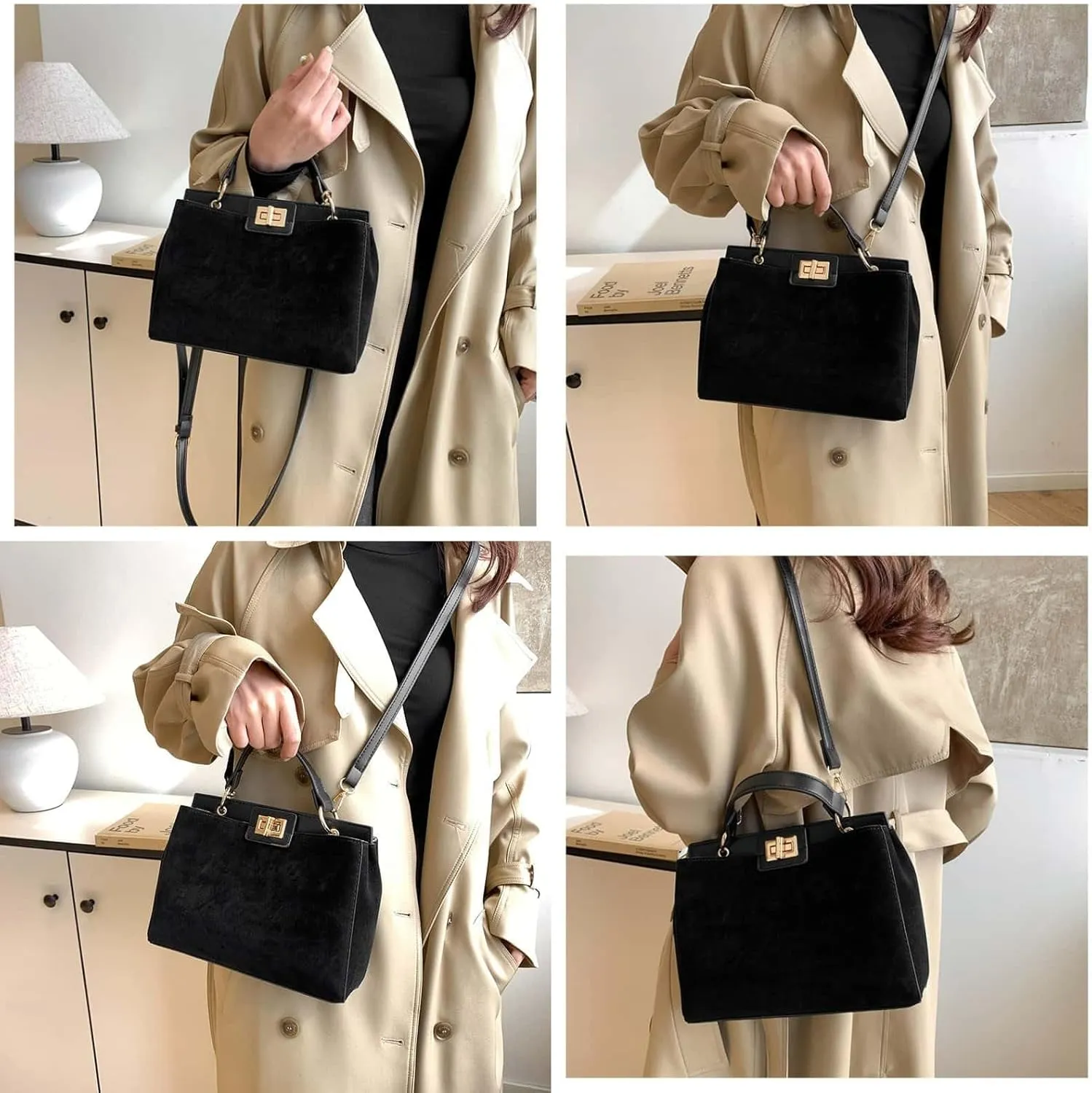 Crossbody Bags for Women Trendy Fashion Elegant Suede Handbag Shoulder Bag Daily Versatile Large Bucket Purse Travel