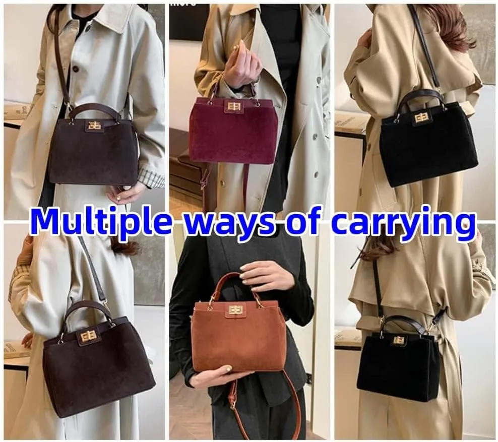 Crossbody Bags for Women Trendy Fashion Elegant Suede Handbag Shoulder Bag Daily Versatile Large Bucket Purse Travel