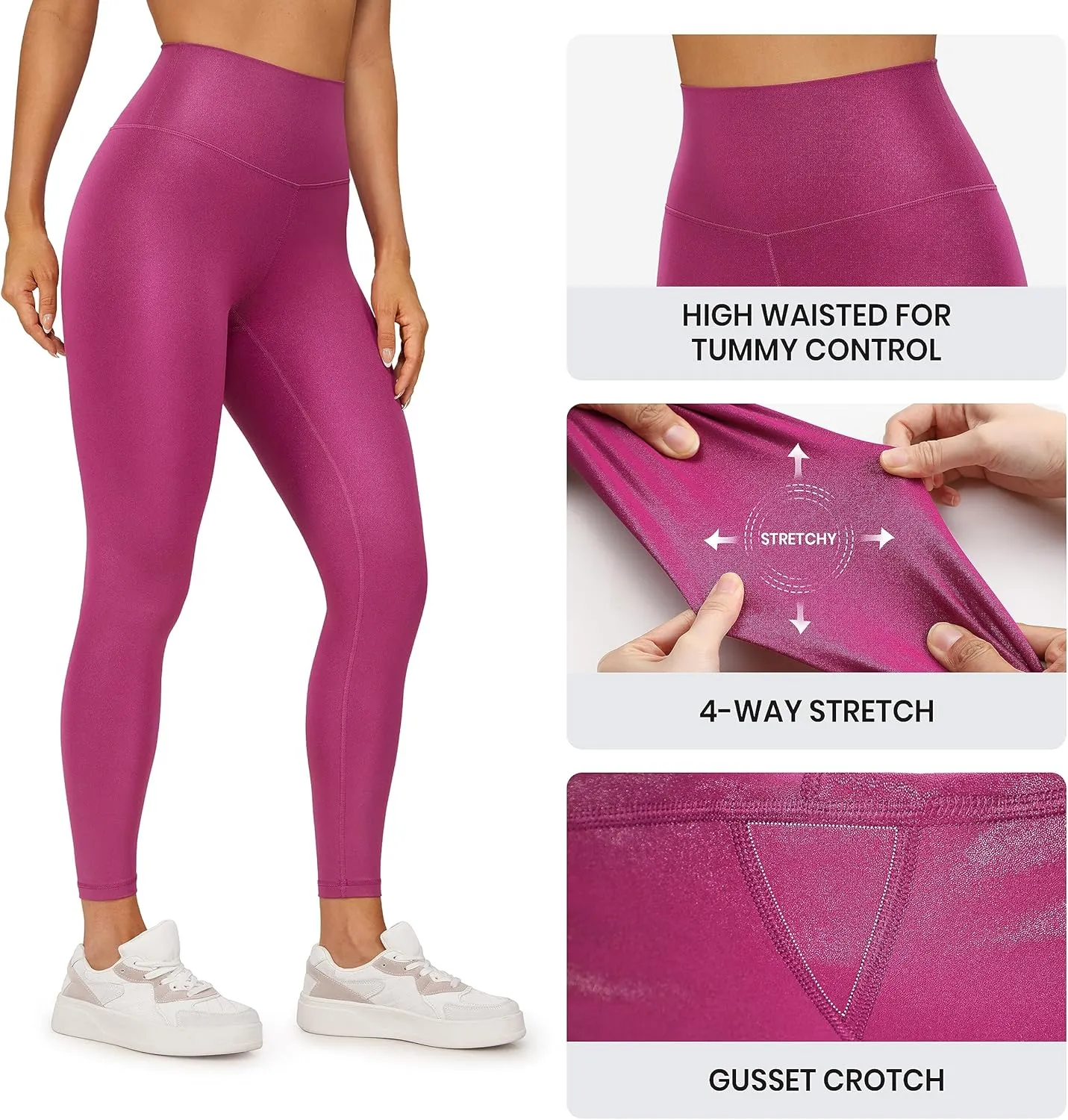CRZ YOGA Butterluxe Matte Faux Leather Leggings for Women 25" - High Waisted Stretch Ankle Leather Pants Pleather Tights