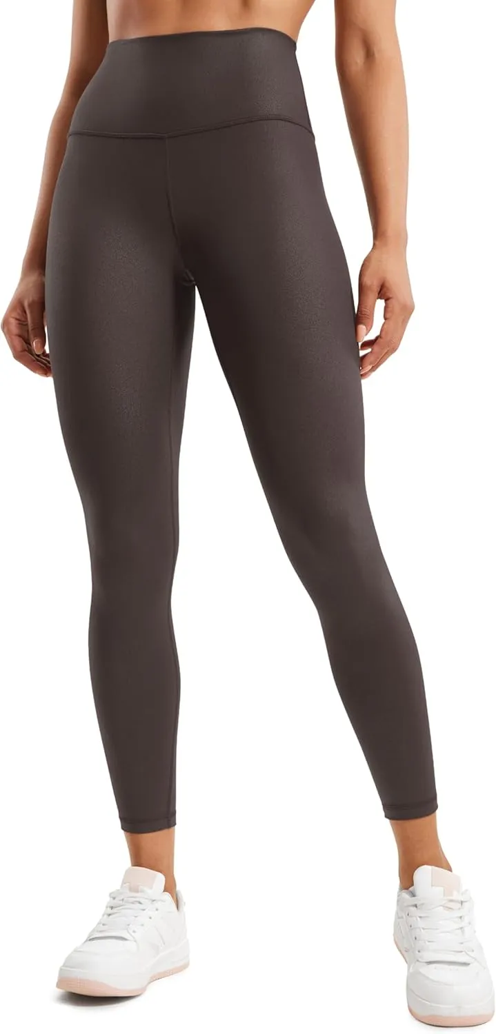 CRZ YOGA Butterluxe Matte Faux Leather Leggings for Women 25" - High Waisted Stretch Ankle Leather Pants Pleather Tights