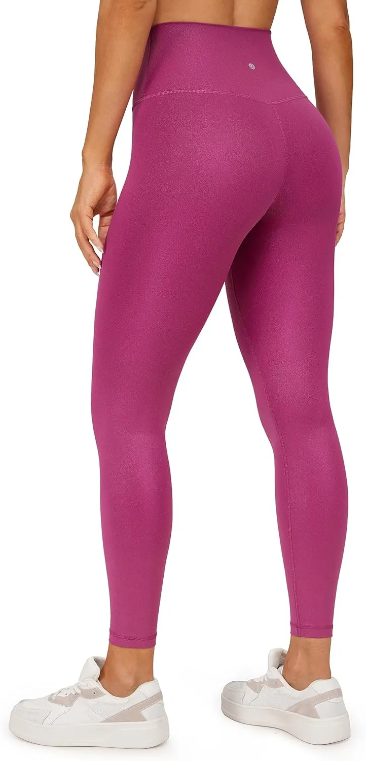 CRZ YOGA Butterluxe Matte Faux Leather Leggings for Women 25" - High Waisted Stretch Ankle Leather Pants Pleather Tights