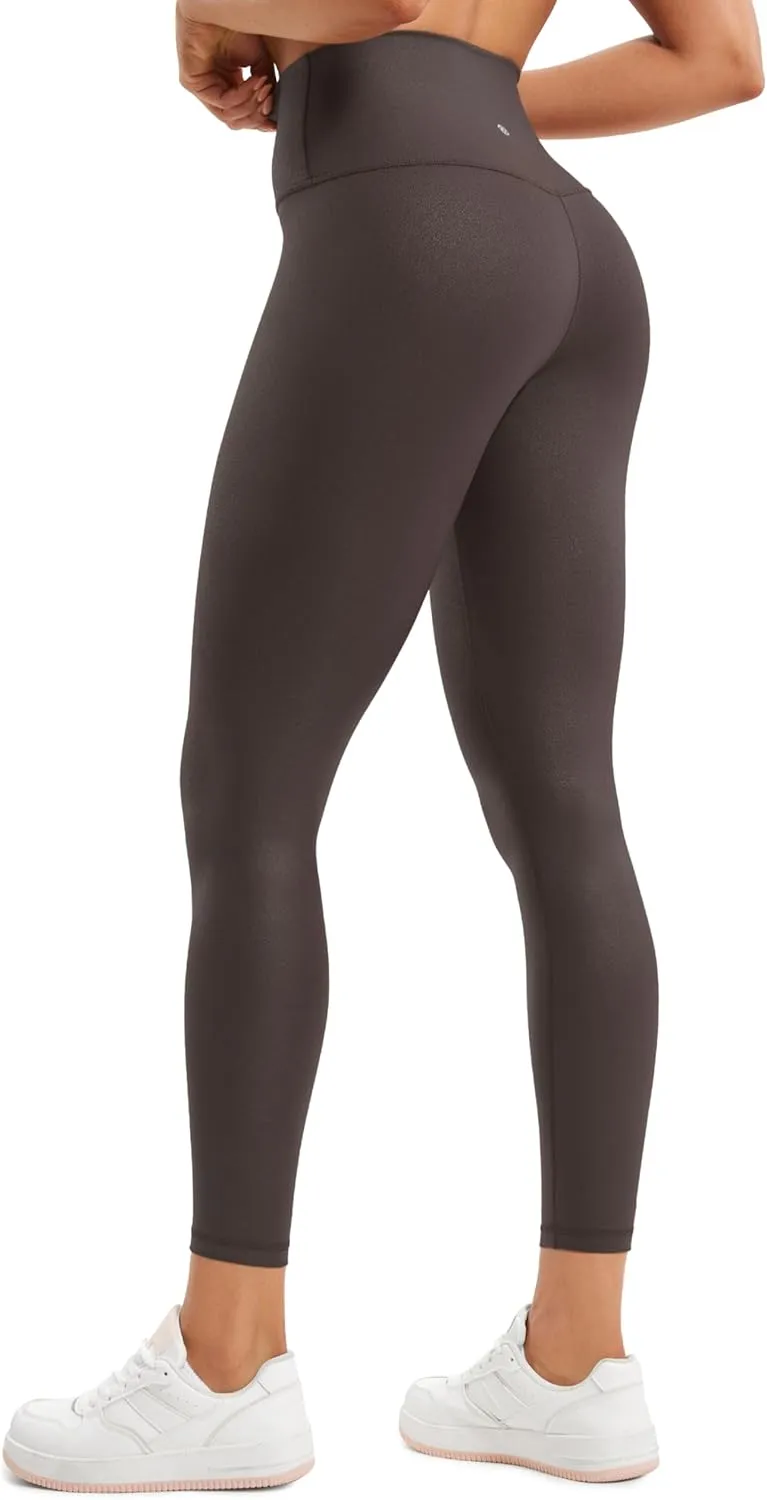 CRZ YOGA Butterluxe Matte Faux Leather Leggings for Women 25" - High Waisted Stretch Ankle Leather Pants Pleather Tights