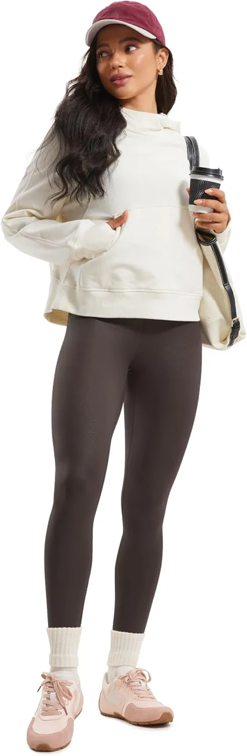 CRZ YOGA Butterluxe Matte Faux Leather Leggings for Women 25" - High Waisted Stretch Ankle Leather Pants Pleather Tights