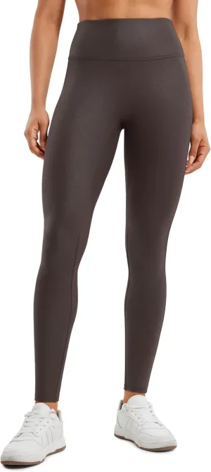 CRZ YOGA Butterluxe Matte Faux Leather Leggings for Women 28'' - No Front Seam High Waist Stretch Tights Pleather Pants