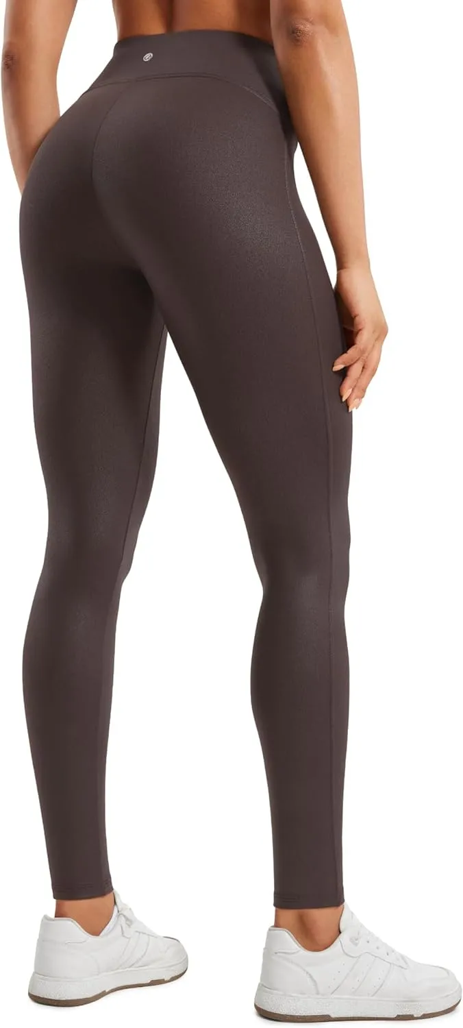 CRZ YOGA Butterluxe Matte Faux Leather Leggings for Women 28'' - No Front Seam High Waist Stretch Tights Pleather Pants