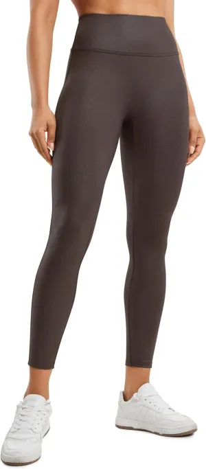 CRZ YOGA Butterluxe Womens Matte Faux Leather Leggings 25" - No Front Seam High Waist Stretch Tights Pleather Pants