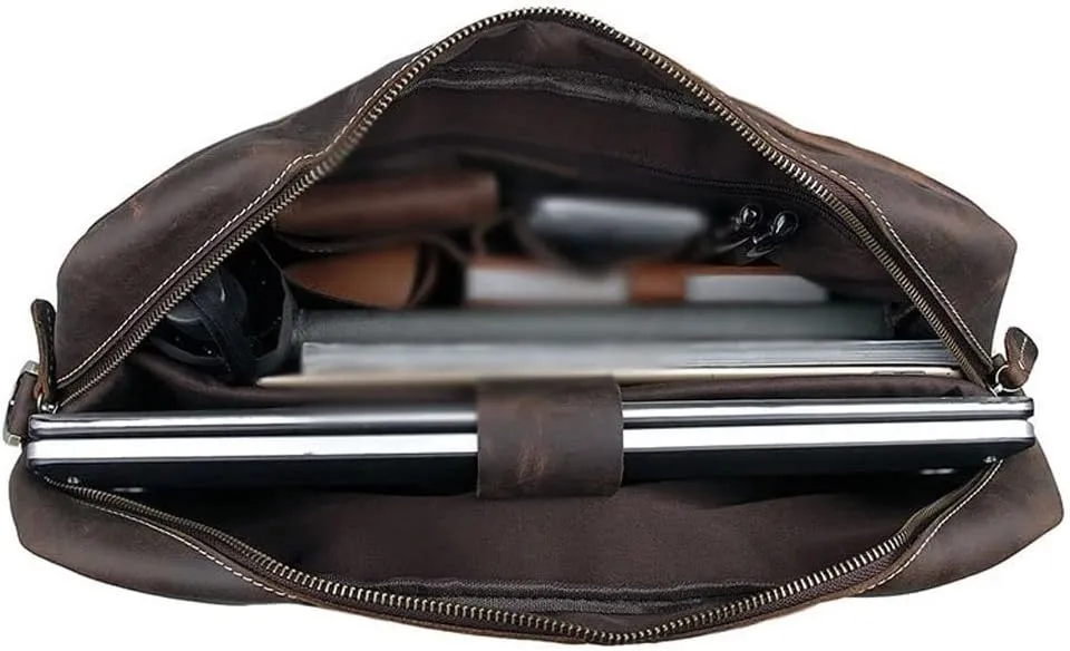 CSCDD Men's Business Briefcase Men's Leather Shoulder Messenger Bag Handbag Handbag For 15.6" Laptop