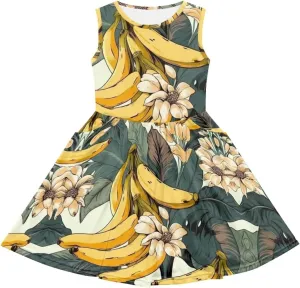 Cute Floral Sundress for Girls Loose Fit Swing Twirly Sleeveless Dress with Pockets