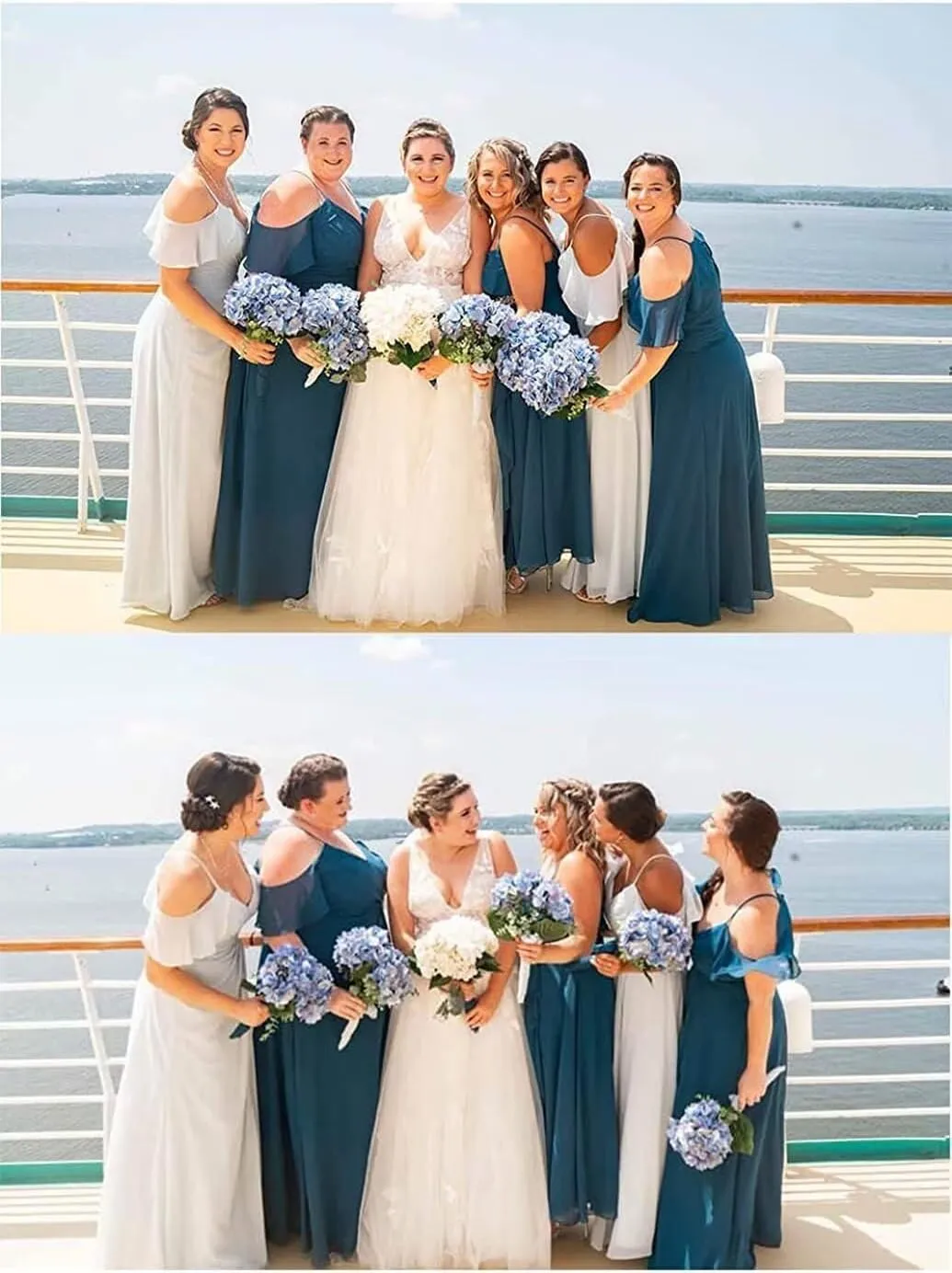Dessiny Off The Shoulder Bridesmaid Dresses for Women with Slit A Line Chiffon Long Formal Party Dress with Pockets DE01